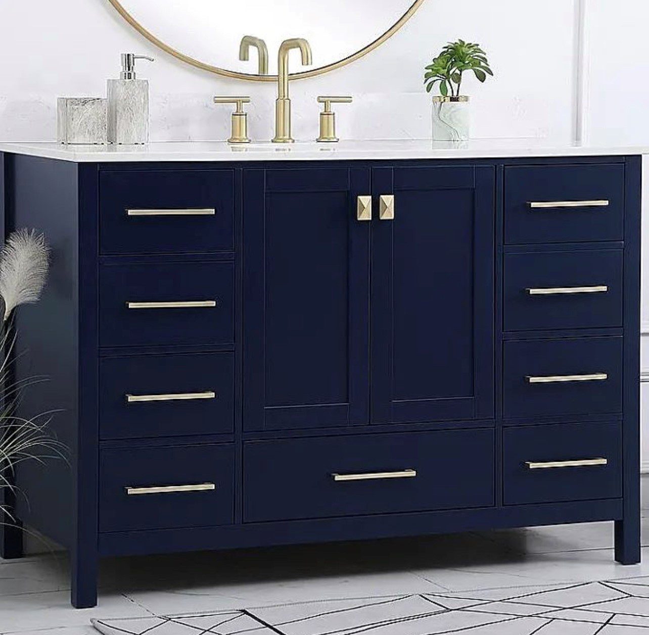 Hereford painted large bathroom vanity unit with undercounter basin