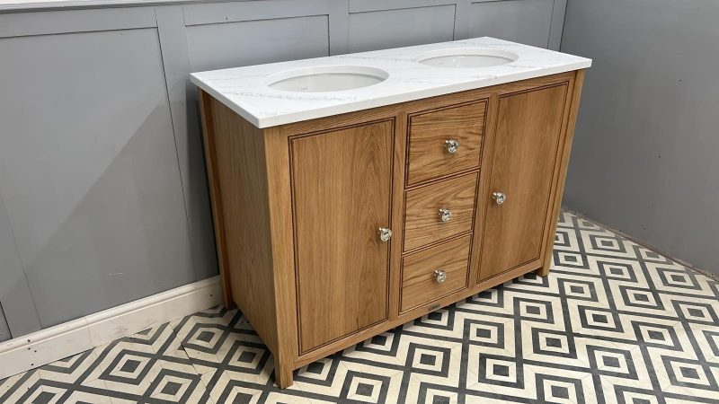 Oak double vanity unit