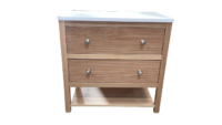Norton Reeded Oak Large Vanity Unit | Double Sit-On Basins