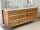 Chelmsford Oak Reeded Large Vanity Unit | Double Sit-On Basins