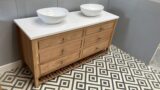 Chelmsford Oak Large Vanity Unit | Double Sit-On Basins