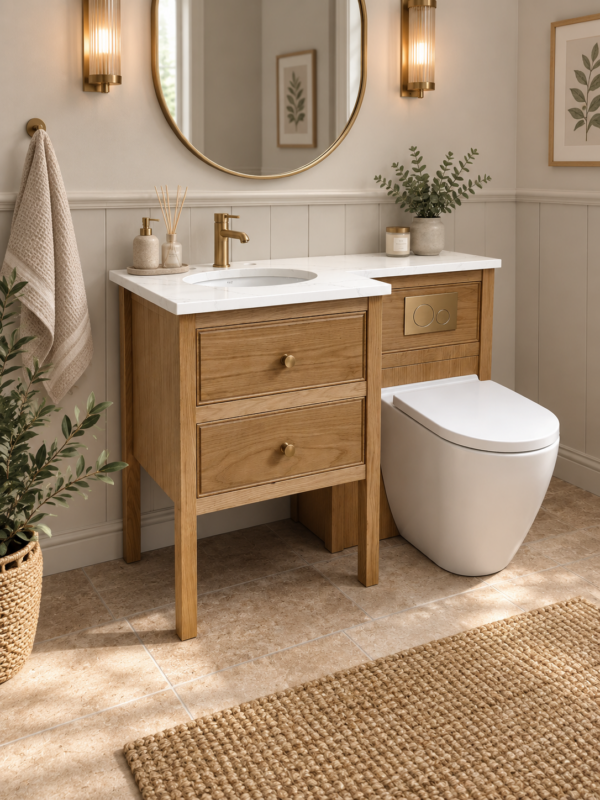 Norton Oak Combination Vanity | WC Unit | Single Undermount Basin