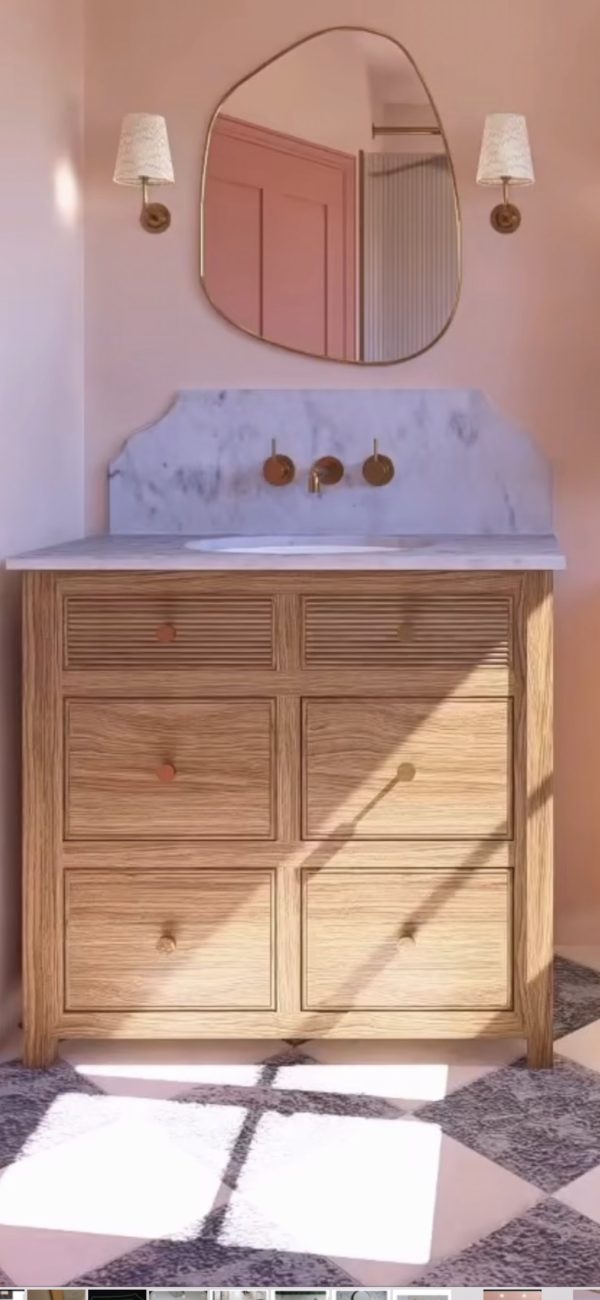 Dorset oak bathroom vanity unit with single undermounted basin