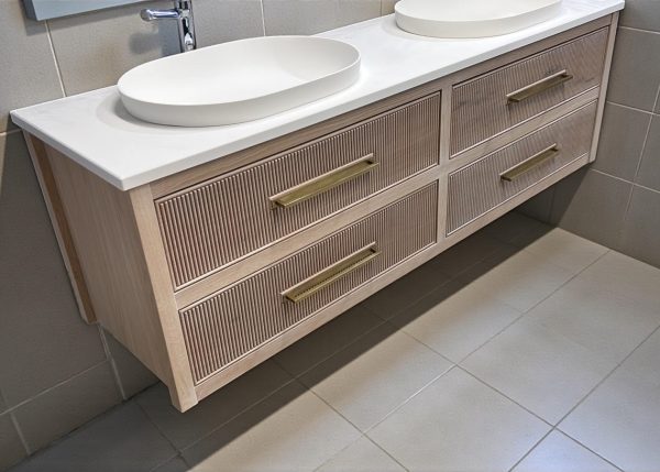 Norton Wall Hung Reeded Oak Large Vanity Unit | Double Undermount Basin
