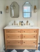 Oak Vanity with double basins