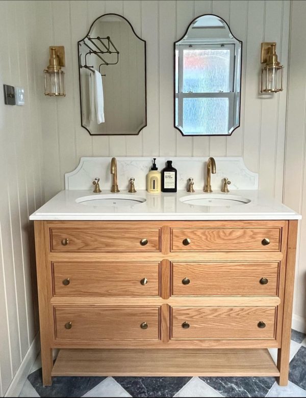 Oak Vanity with double basins
