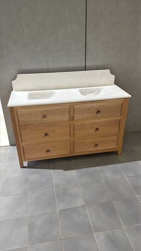 Chelmsford Chest Reeded Vanity Unit | Double Undermount Basins