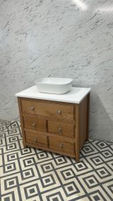 Kendal Chest Oak Vanity Unit | Single Sit-On Basin