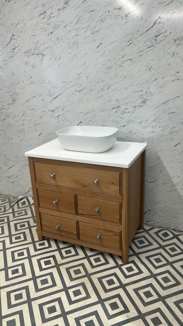 Kendal Chest Oak Vanity Unit | Single Sit-On Basin