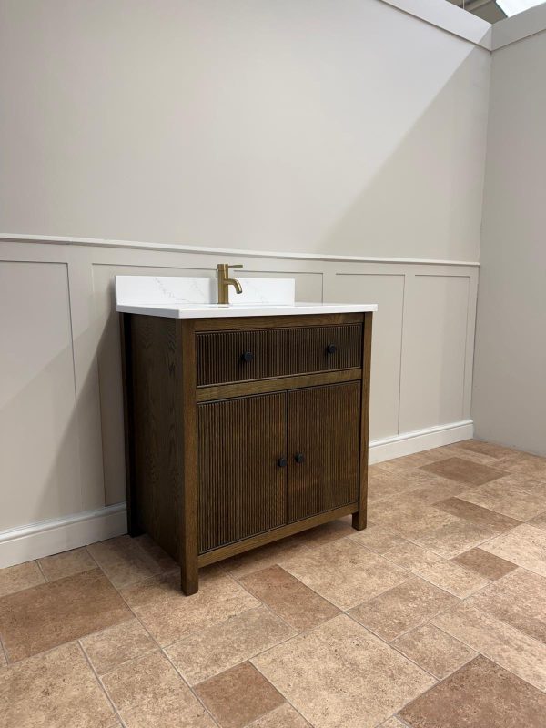 Kendal Reeded Oak Vanity Unit | Single Undermount Basin