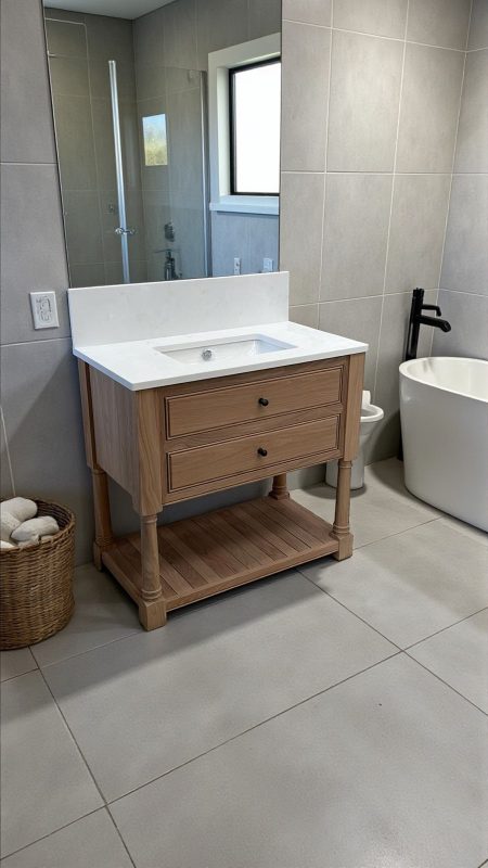 Salvatori Oak Vanity Unit | Single Under mounted Basin