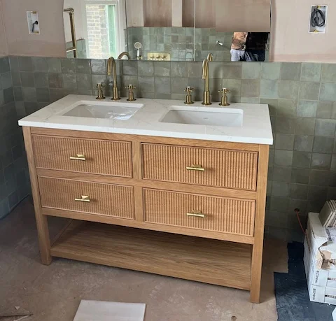 Luxury Reeded Oak Vanity Unit