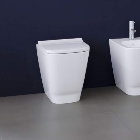 Geberit Smyle Square Back To Wall Toilet;Horizontal Outlet;Shrouded;Rimfree