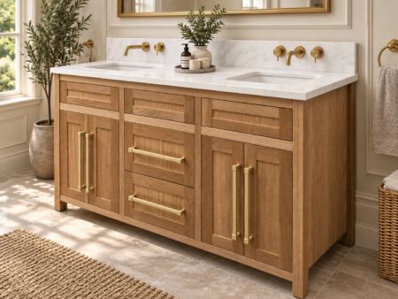 Ashbourne Double Vanity Unit in Oak with Undermount Basin