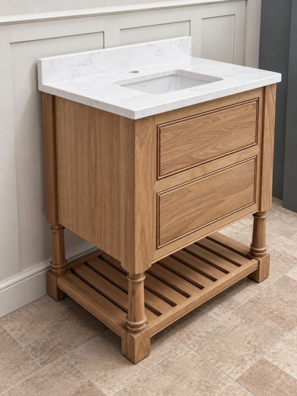 Norton Oak Vanity Unit | Single Under mounted Basin | Turned Legs